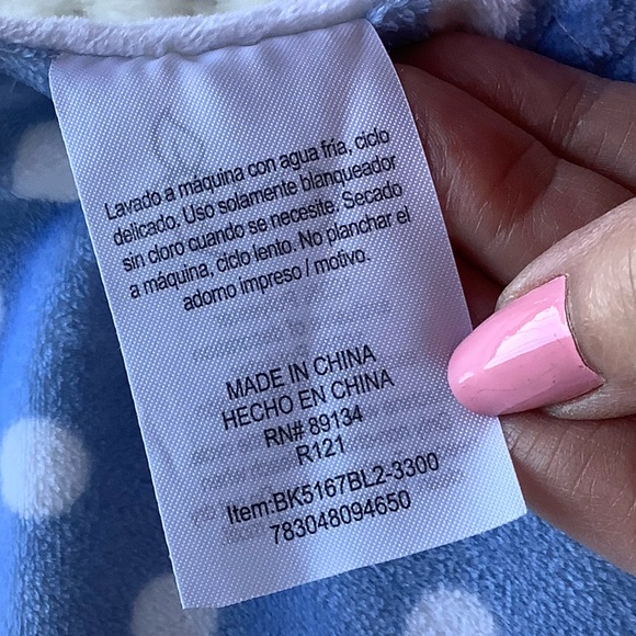 Beansprout Blue White Polka Dot Plush Bear Lovey Security Blanket Toy - Picture 6 of 8